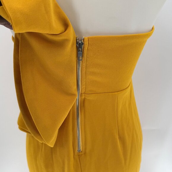 Hello Molly Yellow One-Shoulder Ruffle Midi Dress S Polyester Formal Partywear - Picture 3 of 5